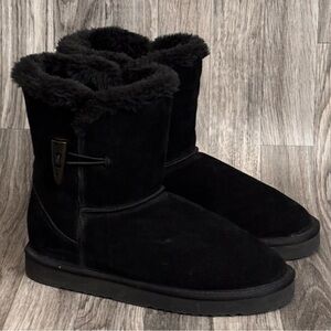 Style & Co's genuine suede faux fur pull-on short boots Size 9 Black